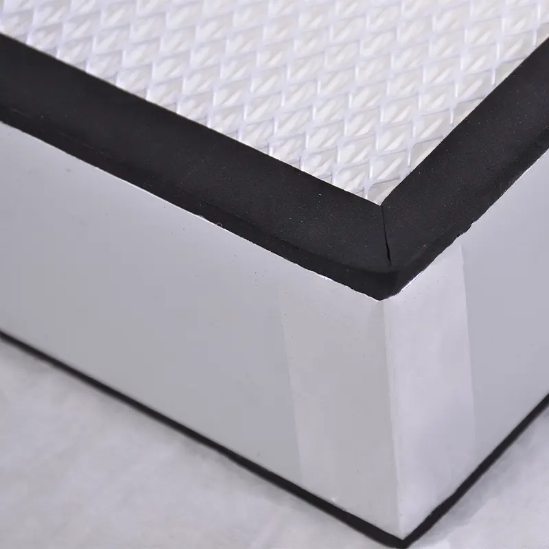 The detailed view of the outer frame of CleanLink's HEPA mini pleat filter
