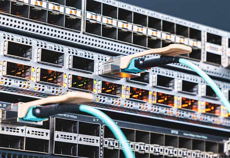 A close look at server's back connecting dock with wires. Photo by Naddod Networking.