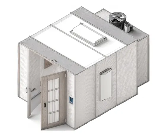 A sketch of a Enclosed Finishing Booth.