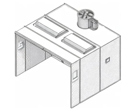 A sketch of a Open-Face Paint Booth.