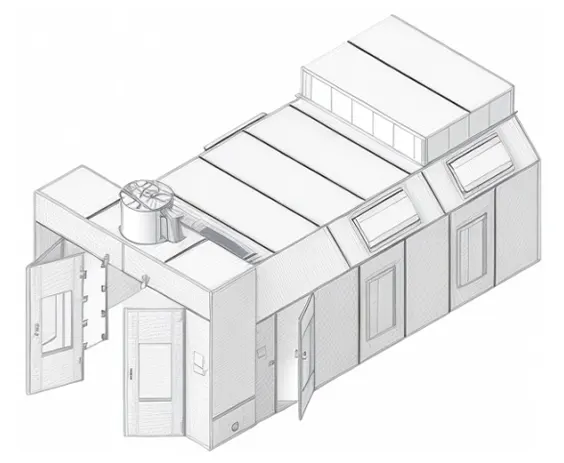 A sketch of a Reverse Flow Paint Booth