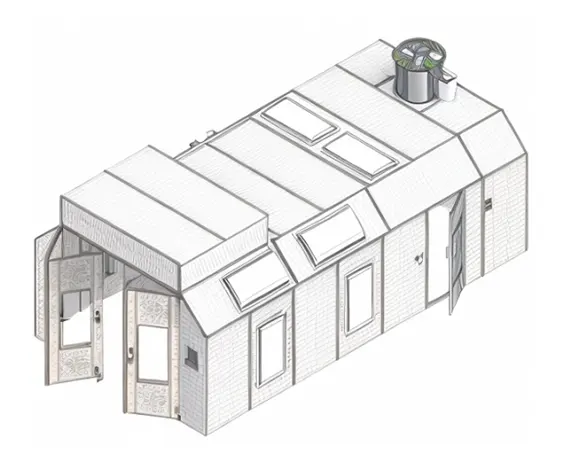 A sketch of a Semi downdraft paint booth.